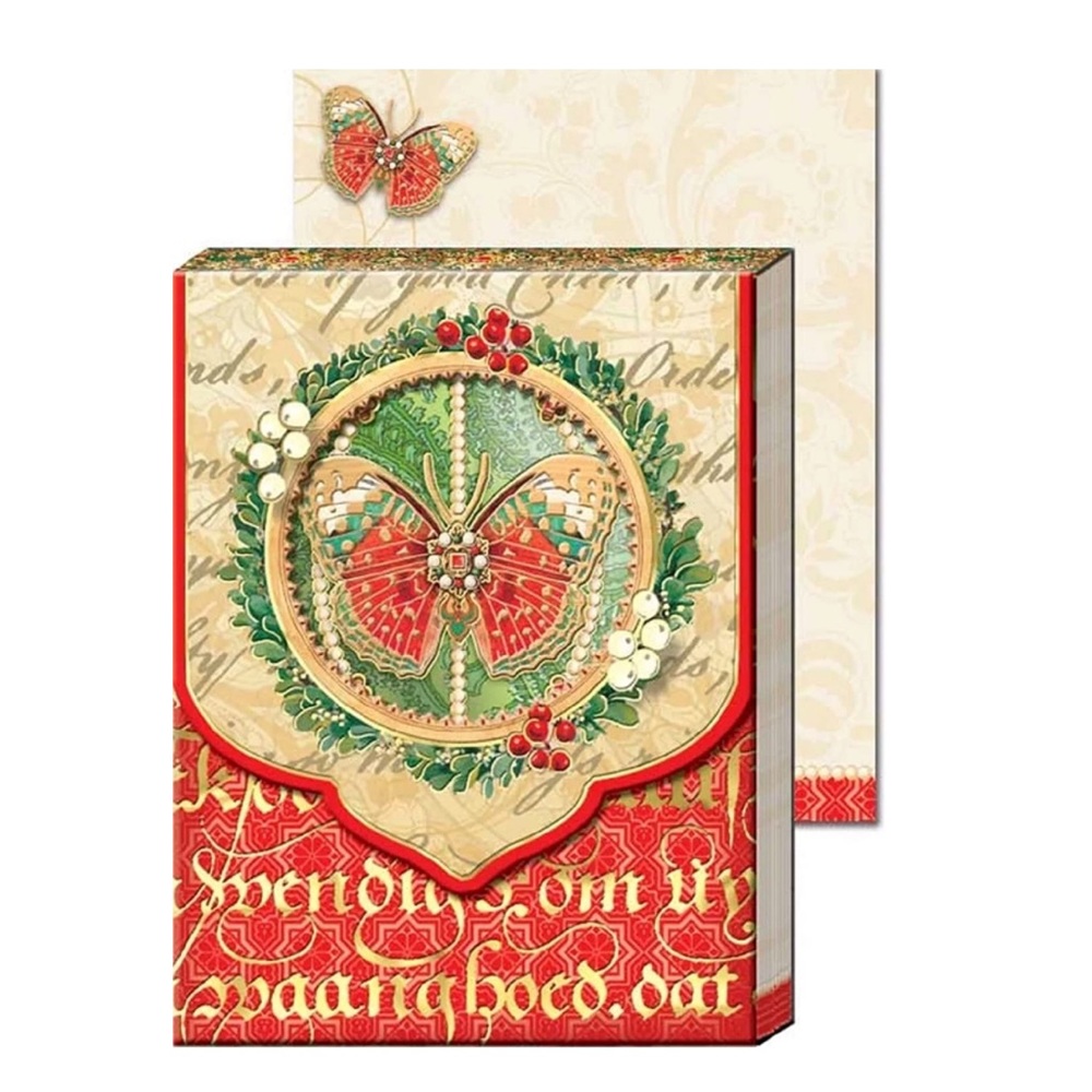 Punch Studio Butterfly Ornament Holiday Window Pocket Mini Notepad (59682)